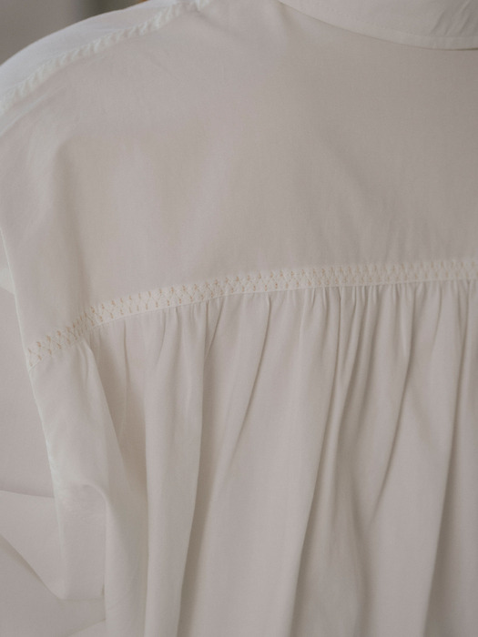 Textured cotton string cotton shirt_Ivory - Image 1