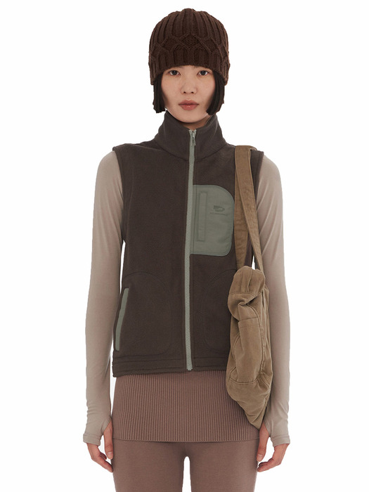 Fleece Vest Brown