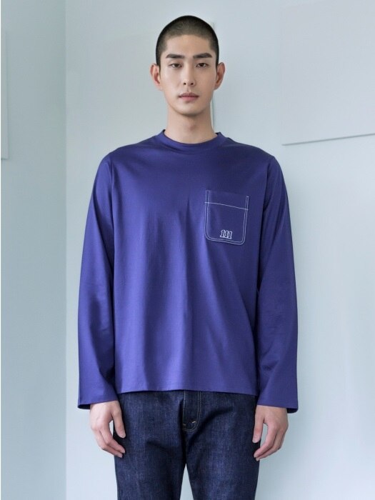 SILKET LONG SLEEVE TEE(BLUE)