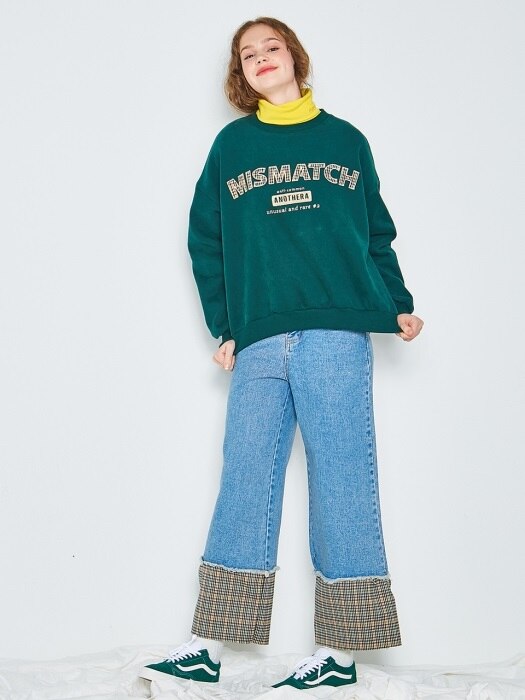 Mismatch crop sweatshirt [Green]