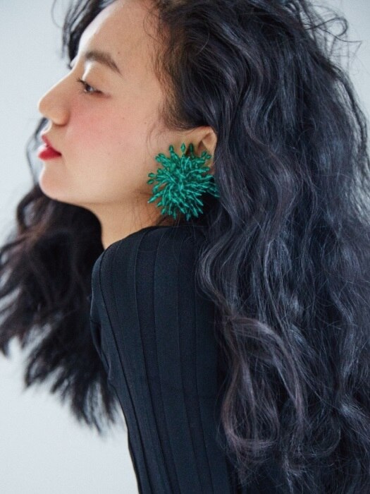 green firecracker earring