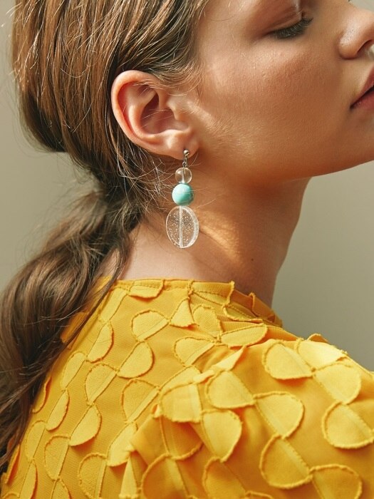 vivid marble earring,  blue
