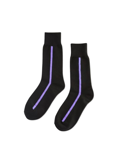 UNISEX Side Line Socks aaa078u(Black / Purple)