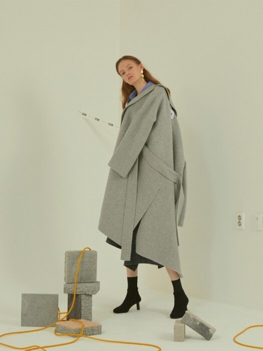 Manet cashmere blended wool coat _ Soft gray