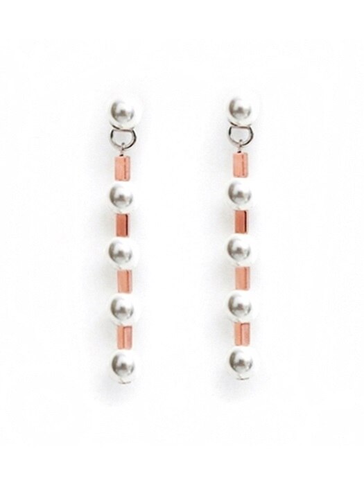 Pearl & Hematite Bar RG Earrings