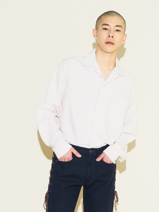 W Relax Open Collar Shirts Off White