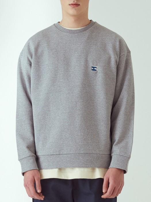 Basic loose-fit sweatshirts_Melange grey
