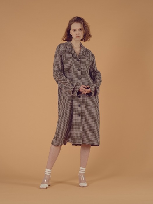 LINEN OVERFIT COAT_BROWN GREY