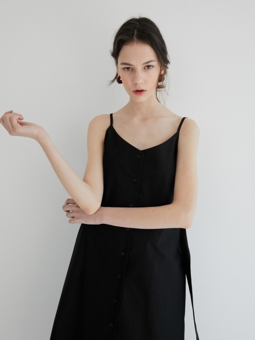 19 SUMMER_Black Simple Slip Dress 