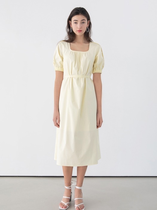 Square neck lemon dress