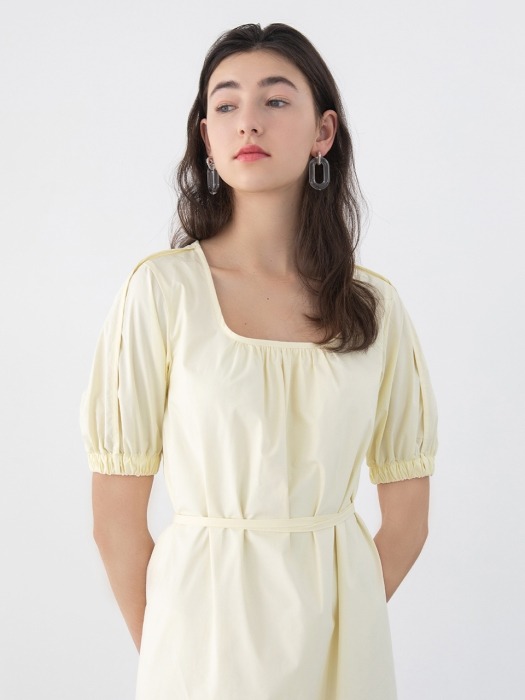 Square neck lemon dress