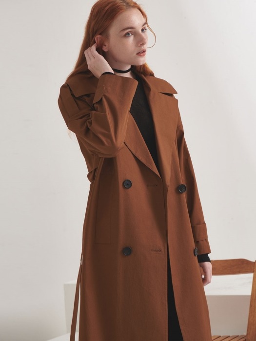 COTTON OVERSIZE TRENCH COAT_BROWN