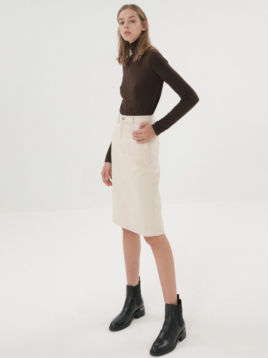 Denim Twill Skirt - Cream