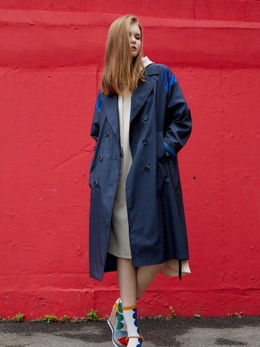 double button Trench(Navy)