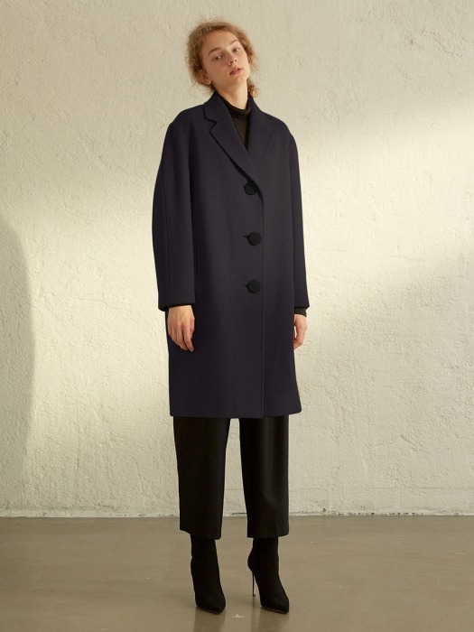 Big-button Cashmere Coat _ NAVY