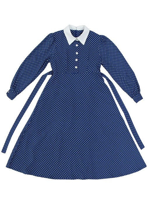 COLORATION COLLAR ONE-PIECE DOT BLUE