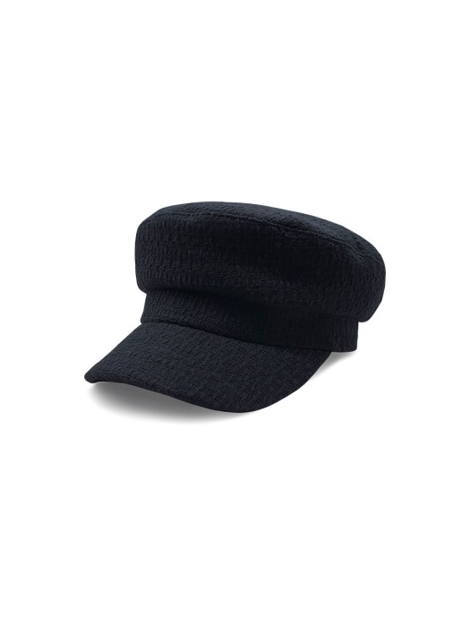 CASQUETTE MARINE-SOLID TWEED BLACK