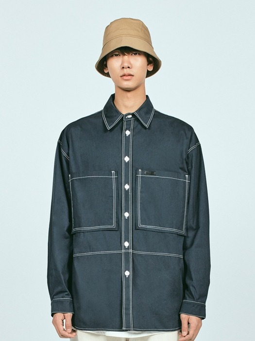 CTRS ST POCKET OVER SHIRTS NAVY