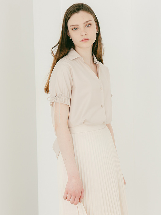 OPEN LINE COLLAR SHIRT (BEIGE)