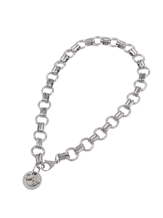 UNISEX DOUBLE RING CHAIN NECKLACE aaa253u(SILVER)