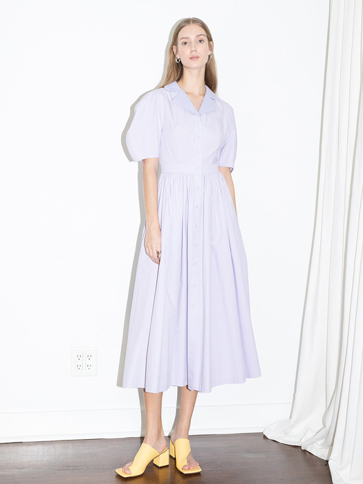 [20SS] HOLLYWOOD shirred waist detail dress (Lilac)