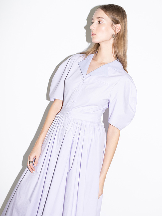 [20SS] HOLLYWOOD shirred waist detail dress (Lilac)