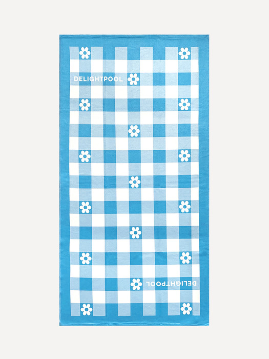 Gingham flower beach towel - Ocean blue