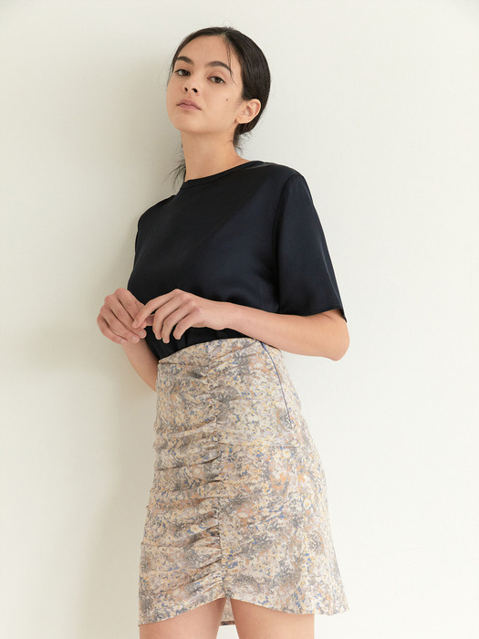 Shirring Mini Skirt_Gray