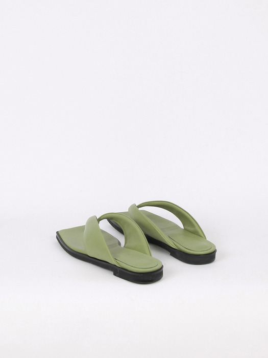 Nadia Flip-Flop Leather Slides Sage Green