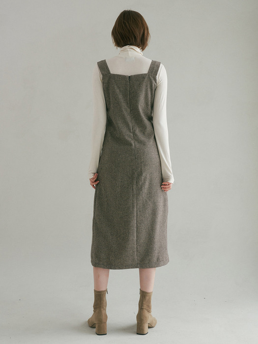 DIVIDEDNESS JUMPER SKIRT CHECK BROWN