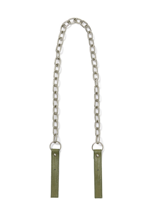 Wrinkle Leather Buckle Chain Strap in Olive_VX0AX0700