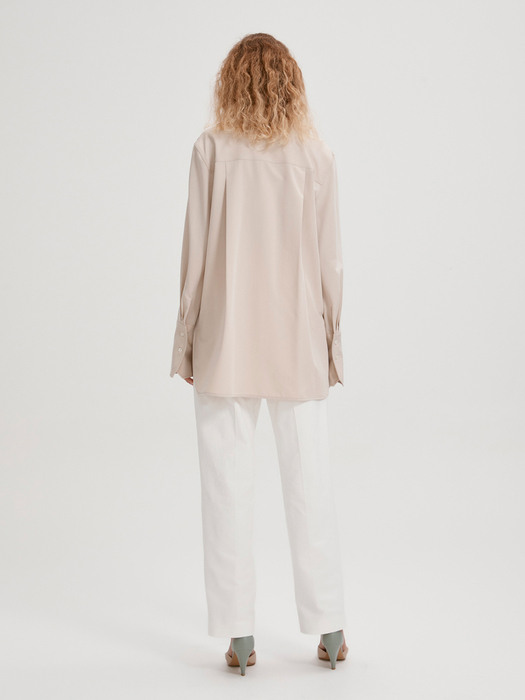 DRAPED WRAP SHIRT (PINK BEIGE)