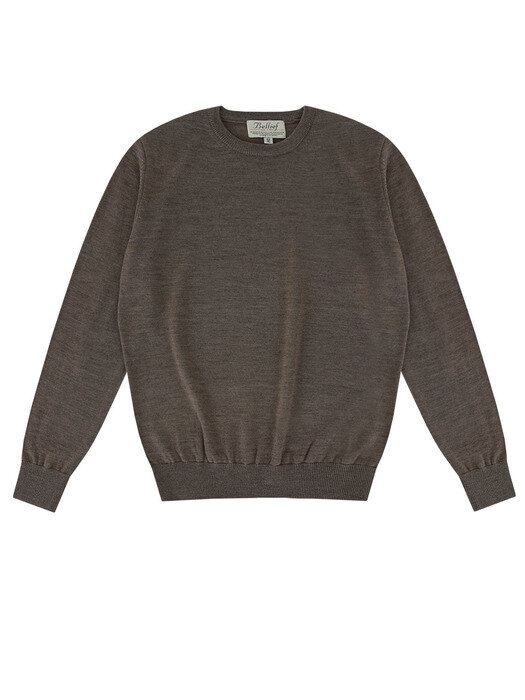 Wool soft round neck knit (Brown)