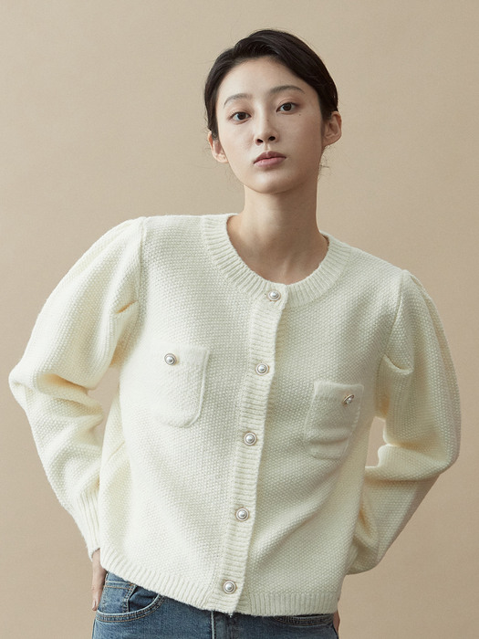 V.wool pearl button knit (ivory)