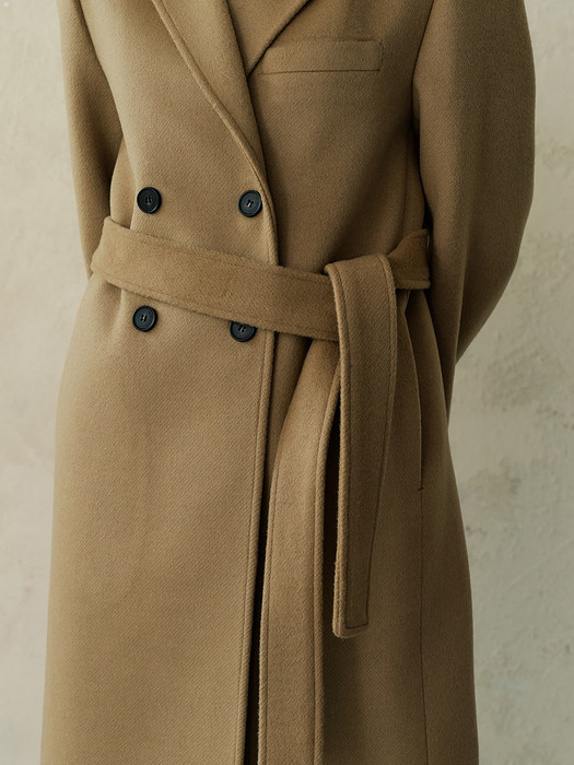 comos447 taylord belt long coat (camel)