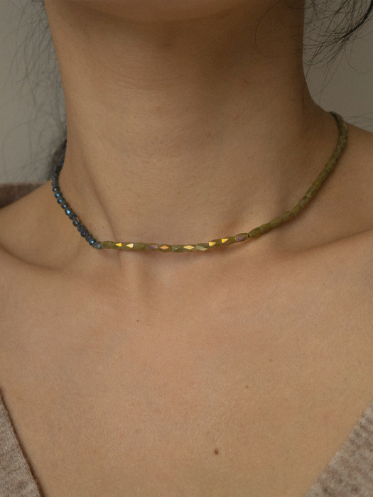 Midnight blue and Afternoon khaki necklace