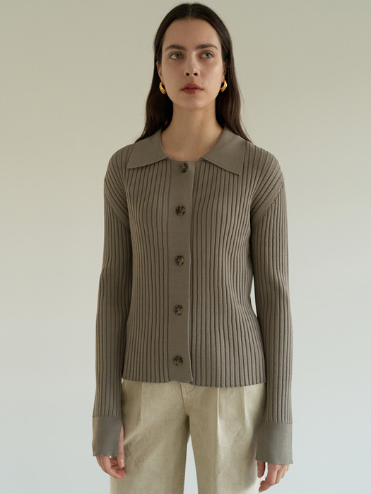 TOS RIBBED BUTTON KNIT CARDIGAN_3COLOR