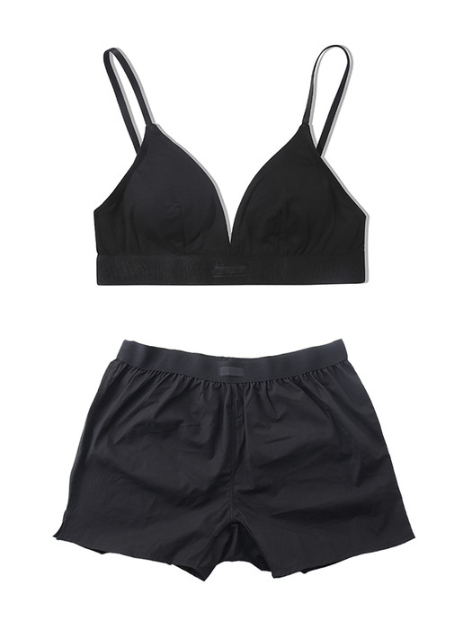 Cotton Trunks & Tencel Bralette Set-up for Woman - Black