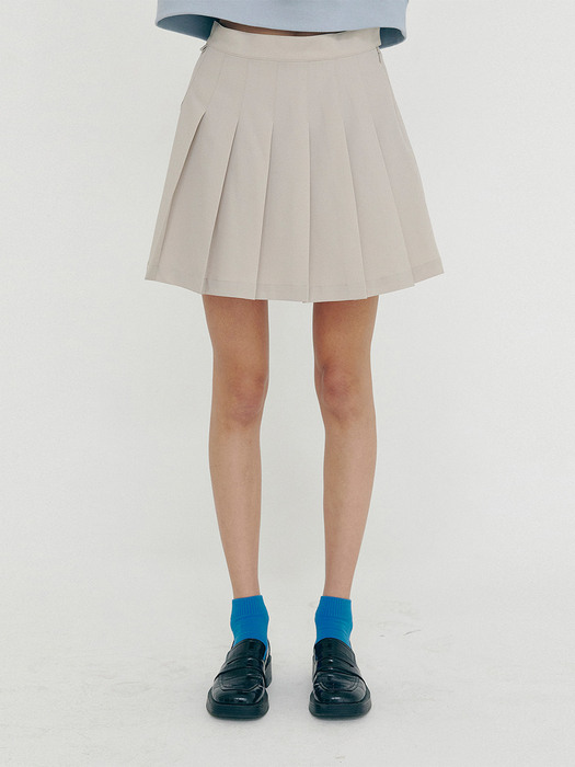 New Pleated Skirt Beige