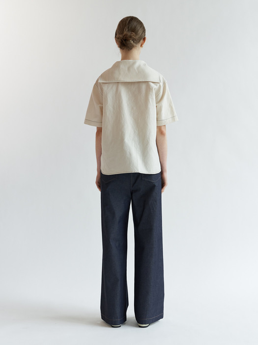 LINEN BLEND SAILOR SHIRT IVORY