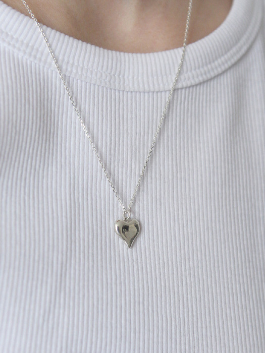 [Silver925] TN006 Soft curved heart pendant necklace