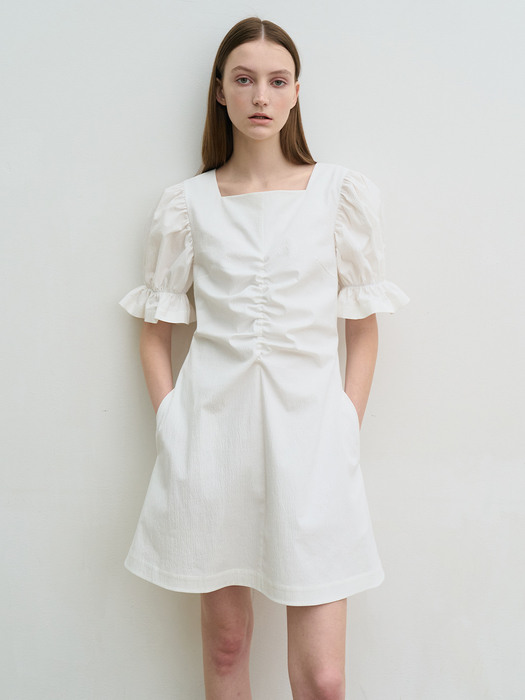 Cotton-seersucker mini dress (white)