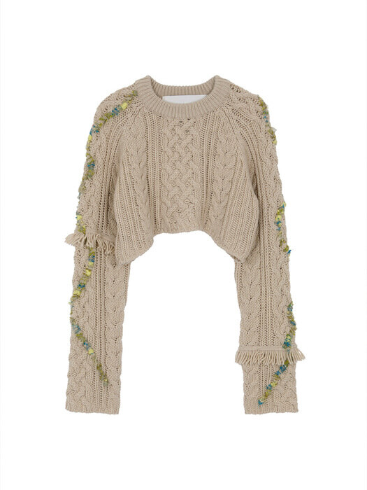 ADIA CROPPED CABLE KNIT PULL OVER atb547w(OATMEAL)