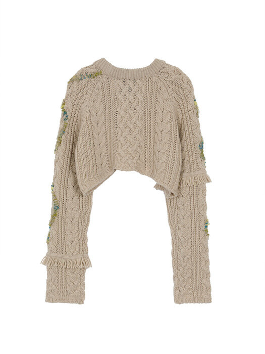 ADIA CROPPED CABLE KNIT PULL OVER atb547w(OATMEAL)