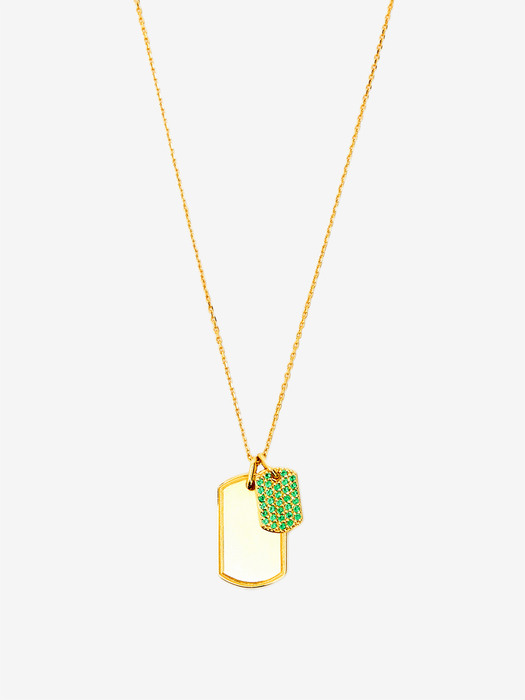 SHINE TAG NECKLACE GOLD GREEN