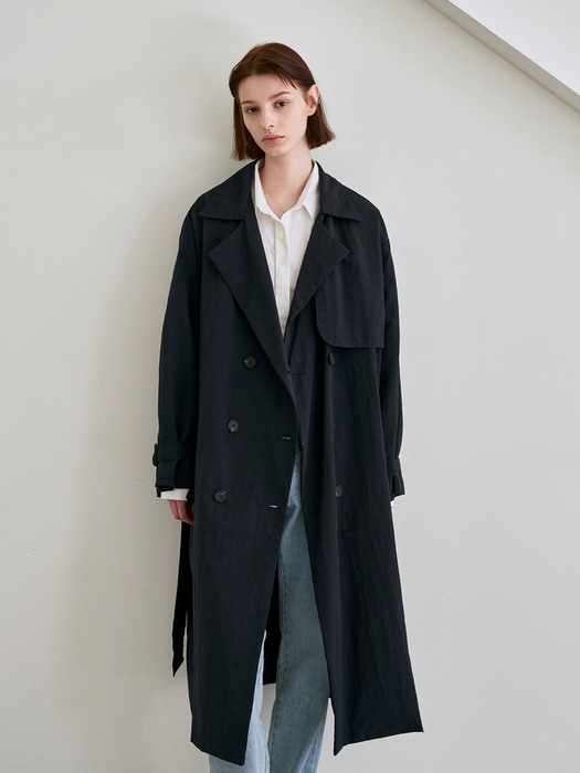 EVER TRENCH LONG COAT_NAVY