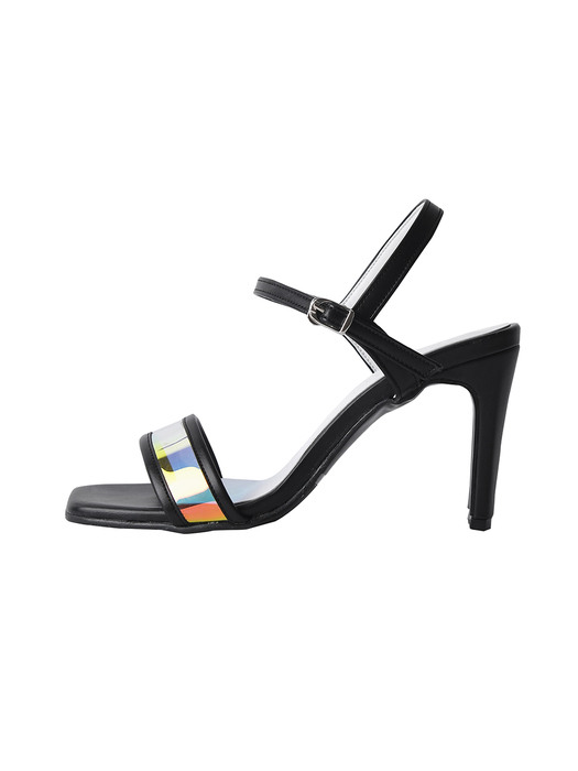 Hologram PVC 8cm Waterproof Ankle Strap Sandal /S0801/BK