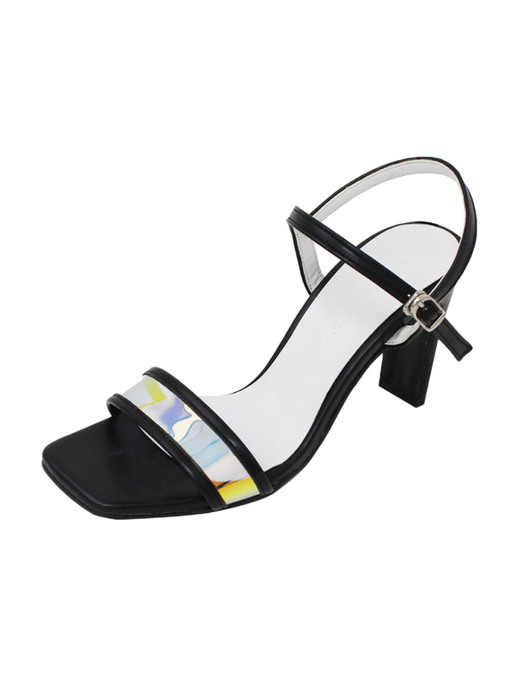 Hologram PVC 8cm Waterproof Ankle Strap Sandal /S0801/BK