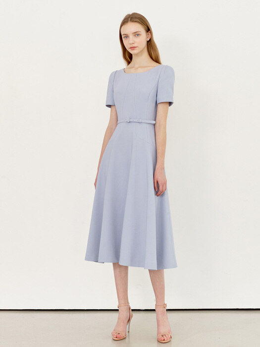 [미전시]JULIA Scoop-neck flared dress (Cornflower blue/Pink lavender)