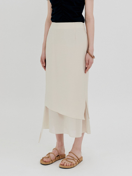 String Midi Skirt in Ivory VW1MS079-03